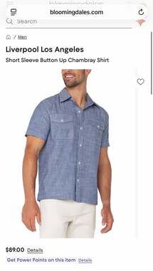 Liverpool Los Angeles Short Sleeve Button Up Chambray Shirt